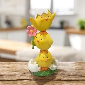 Playful Yellow Chick Stack Figurine